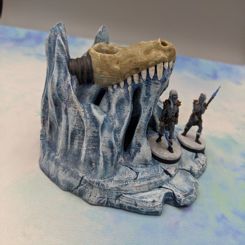 OpenForge Icy Dragon Skull Cave Entrance - Tabletop - DND - Pathfinder - RPG - 28 mm / 1" - Terrain - Dungeons & Dragons -