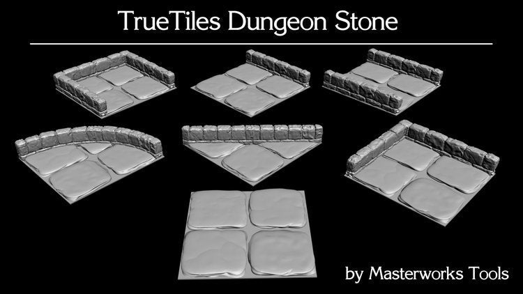 True Tiles - Dungeon Stone Premium Set 125 Tiles! - OpenLock - DND - Pathfinder - Dungeons & Dragons - Terrain - RPG - Tabletop - 28 mm / 1"