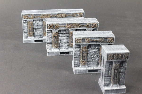 Dwarven Hall Wall Tiles - OpenLock or DragonLock - Openforge - DND - Pathfinder - Dungeons & Dragons - RPG - Tabletop - 28 mm / 1"