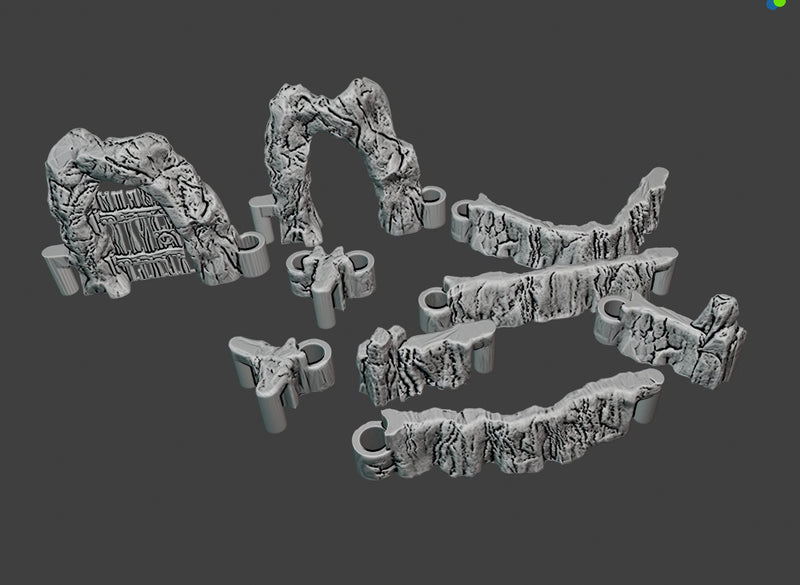 DungeonSticks - Dry Caverns Starter Set 25 Tiles! - DND - Pathfinder - Dungeons & Dragons - Terrain - RPG - Tabletop - 28 mm / 1"