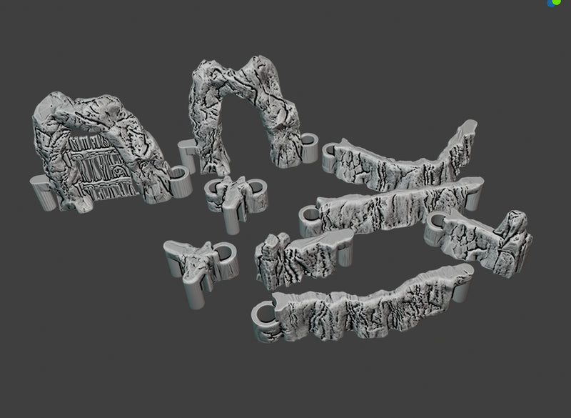 DungeonSticks - Dry Caverns Premium Set 100 Tiles! - DND - Pathfinder - Dungeons & Dragons - Terrain - RPG - Tabletop - 28 mm / 1"