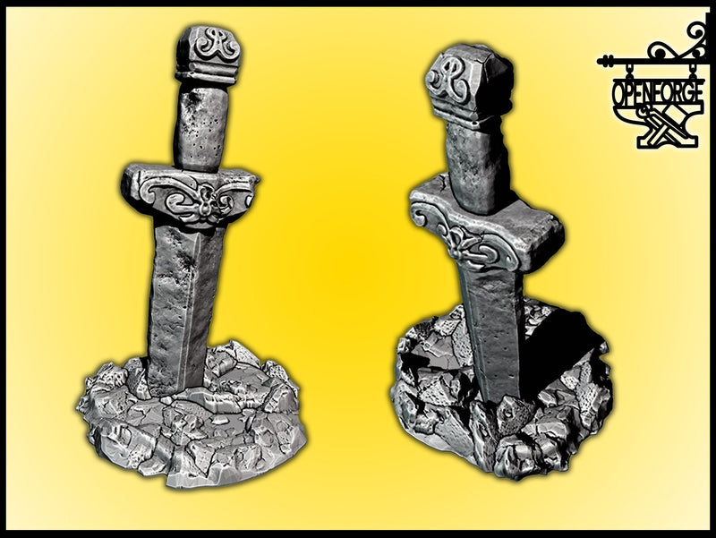 Ancient Sword Statue - OpenForge - Tabletop - DND - Pathfinder - RPG - OpenForge - Terrain - Dungeons & Dragons - 28 mm / 1" -