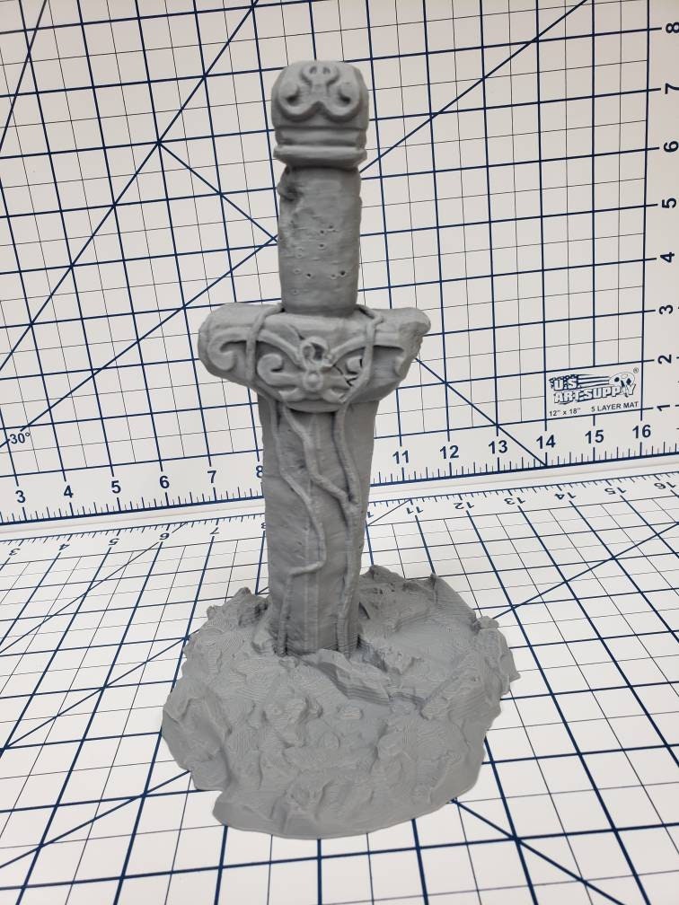 Ancient Sword Statue - OpenForge - Tabletop - DND - Pathfinder - RPG - OpenForge - Terrain - Dungeons & Dragons - 28 mm / 1" -