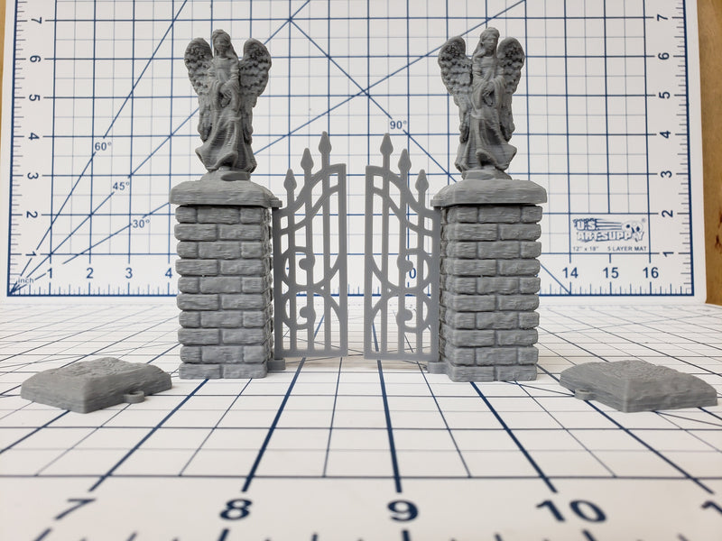 Cemetery Gate and Walls - DragonLock - DND - Pathfinder - RPG - Dungeon & Dragons - 28 mm / 1" - Fat Dragon Games