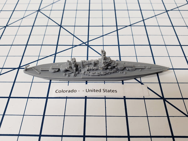 Battleship - Colorado - 1942 Variant - US Navy - Wargaming - Axis and Allies - Naval Miniature - Victory at Sea - Tabletop Games - Warships