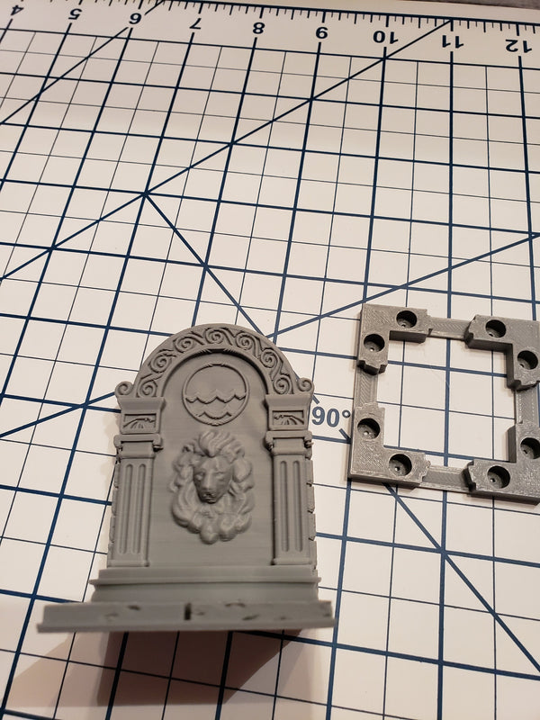Wall Fountain Tile - OpenLock or DragonLock - Openforge - DND - Pathfinder - Dungeons & Dragons - RPG - Tabletop - 28 mm / 1"