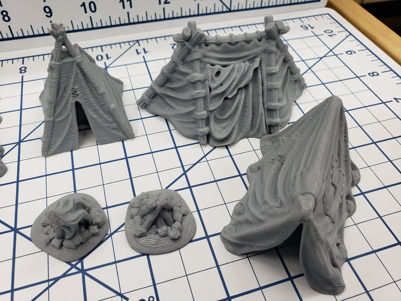 Tent Set - DND - Pathfinder - RPG - Dungeon & Dragons - Tabletop - Role Playing Games - Scatter Terrain - 28 mm / 1" - Fat Dragon Games