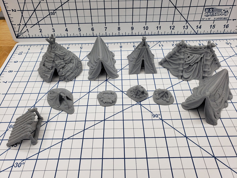 Tent Set - DND - Pathfinder - RPG - Dungeon & Dragons - Tabletop - Role Playing Games - Scatter Terrain - 28 mm / 1" - Fat Dragon Games
