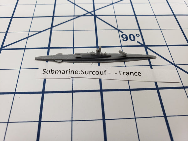 Submarine - Surcouf - French Navy - Wargaming - Axis and Allies - Naval Miniature - Victory at Sea - Tabletop Games - Warships