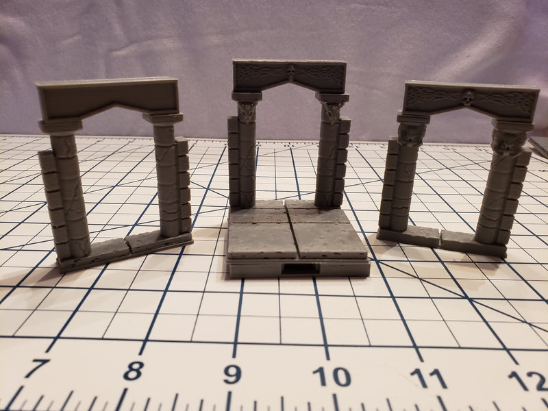 Cut Stone Archway Tiles - OpenLock or DragonLock - Openforge - DND - Pathfinder - Dungeons & Dragons - RPG - Tabletop - 28 mm / 1"