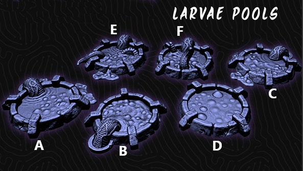 Larvae Pools - Part of A Den of Alien Evil Collection - DND - Pathfinder - Dungeons & Dragons - RPG - Tabletop - 28 mm / 1" - EC3D