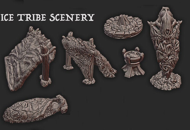 The Wilds of Wintertide - Ice Tribe Scatter Scenery - Hero's Hoard - DND - Pathfinder - Dungeons & Dragons - RPG - Tabletop - EC3D - Terrain