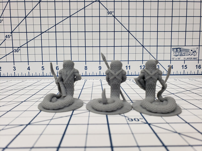 Set of 3 Snake Warriors - DND - Pathfinder - RPG - Dungeon & Dragons - Miniature - Mini - 28 mm / 1" - Fat Dragon Games