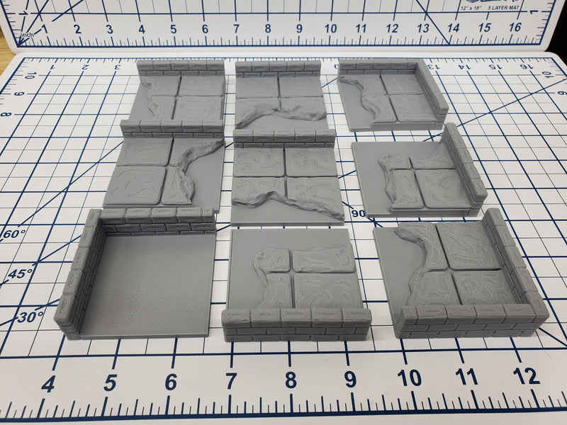 Water Wall Tiles - EC3D - DND - Pathfinder - Dungeons & Dragons - RPG - Tabletop - 28 mm / 1" - True Tiles