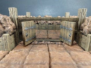 Mine Wall Doors - OpenLock or DragonLock - Openforge - DND - Pathfinder - Dungeons & Dragons - RPG - Tabletop - 28 mm / 1"