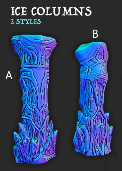 The Wilds of Wintertide - Ice Palace - Columns - Hero's Hoard - DND - Pathfinder - Dungeons & Dragons - RPG - Tabletop - EC3D - Terrain