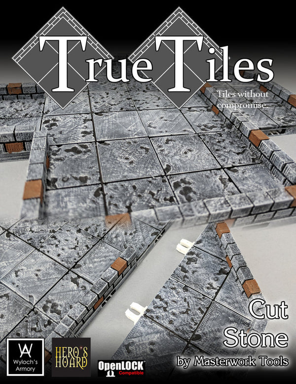 True Tiles - Cut Stone Deluxe Set 75 Tiles! - OpenLock - DND - Pathfinder - Dungeons & Dragons - Terrain - RPG - Tabletop - 28 mm / 1"