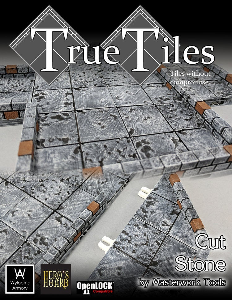 True Tiles - Cut Stone Extreme Set 150 Tiles! - OpenLock - DND - Pathfinder - Dungeons & Dragons - Terrain - RPG - Tabletop - 28 mm / 1"