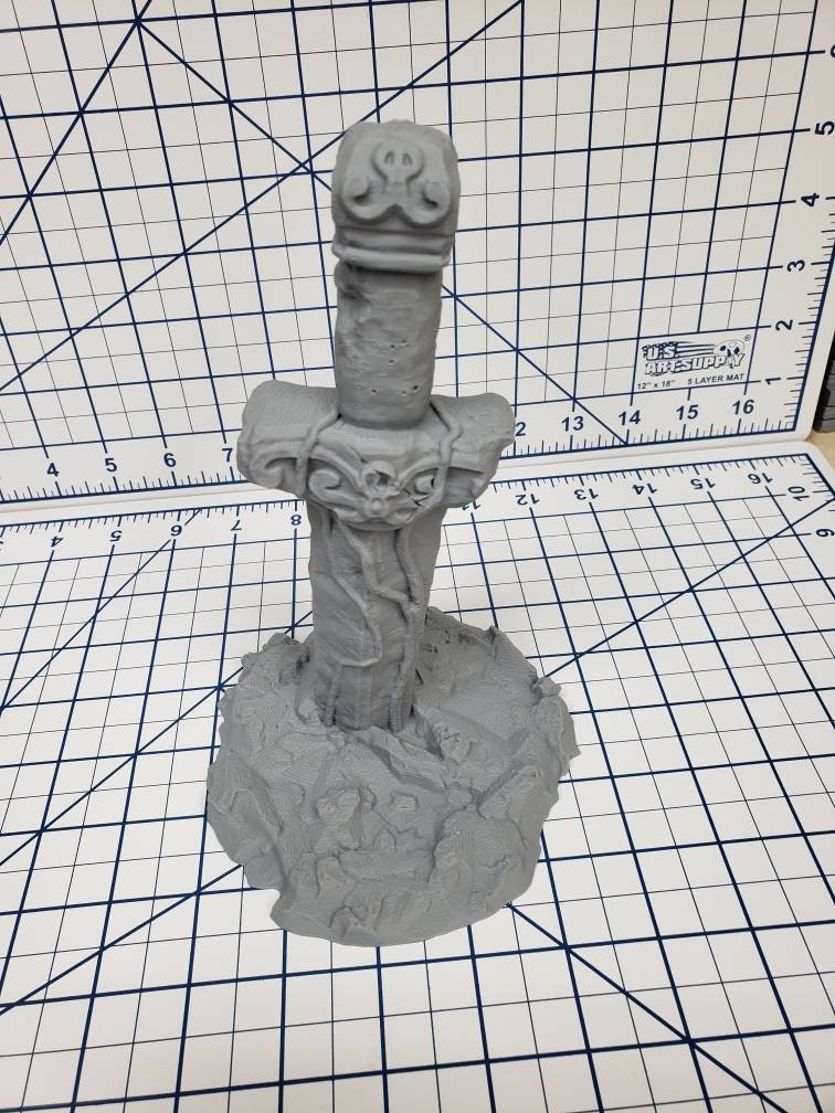 Ancient Sword Statue - OpenForge - Tabletop - DND - Pathfinder - RPG - OpenForge - Terrain - Dungeons & Dragons - 28 mm / 1" -