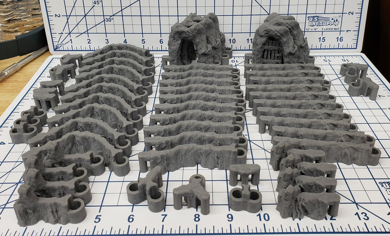 DungeonSticks - Dry Caverns Premium Set 100 Tiles! - DND - Pathfinder - Dungeons & Dragons - Terrain - RPG - Tabletop - 28 mm / 1"