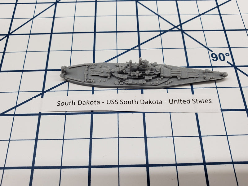 Battleship - South Dakota - As Built - US Navy - Wargaming - Axis and Allies - Naval Miniature - Victory at Sea - Tabletop Games - Warships