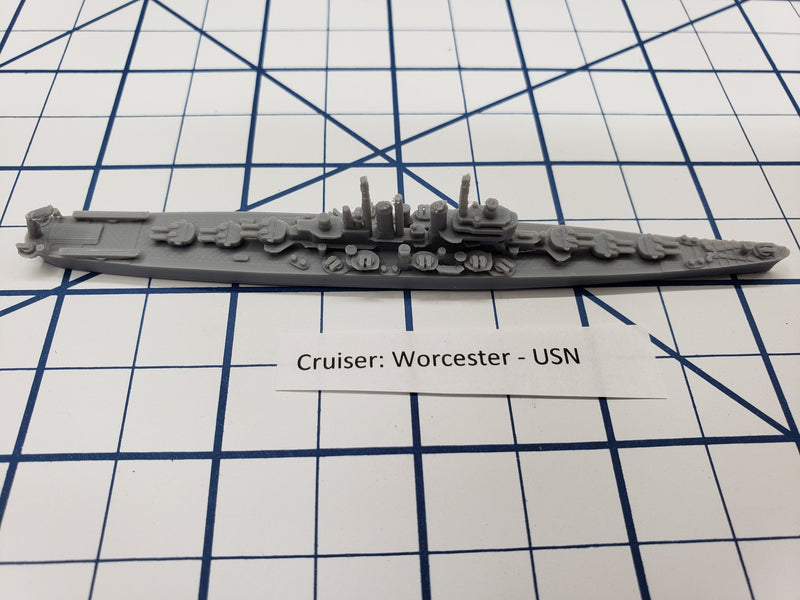 Cruiser - Worcester - USN - Wargaming - Axis and Allies - Naval Miniature - Victory at Sea - Tabletop Games - Warships