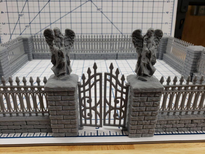 Cemetery Gate and Walls Set - DragonLock - DND - Pathfinder - RPG - Dungeon & Dragons - 28 mm / 1" - Fat Dragon Games