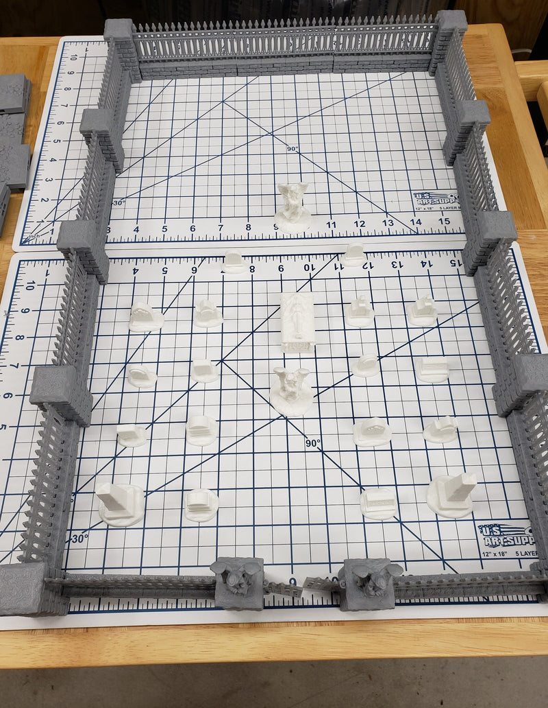 Cemetery Gate and Walls Set - DragonLock - DND - Pathfinder - RPG - Dungeon & Dragons - 28 mm / 1" - Fat Dragon Games