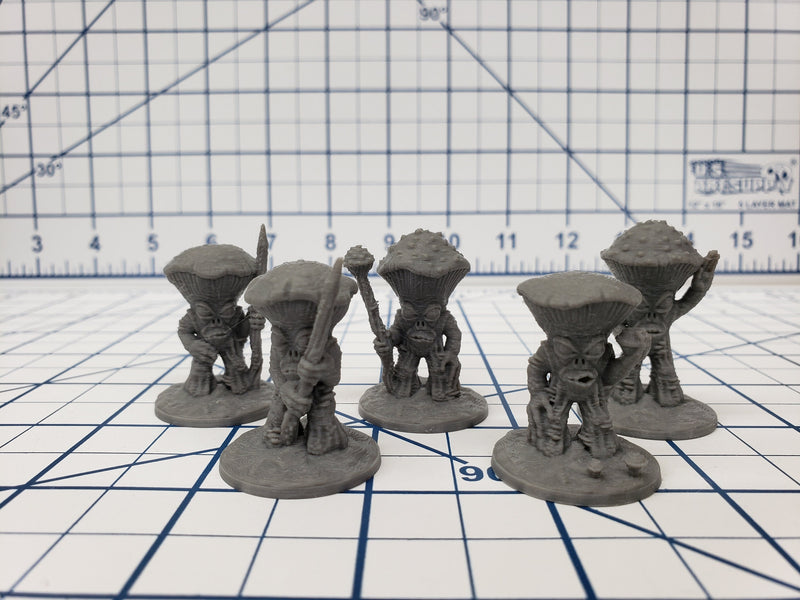 Set of 5 - Mushroomfolk - DND - Pathfinder - RPG - Dungeon & Dragons - Miniature - Mini - 28 mm / 1" - Fat Dragon Games