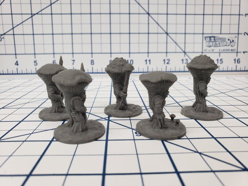 Set of 5 - Mushroomfolk - DND - Pathfinder - RPG - Dungeon & Dragons - Miniature - Mini - 28 mm / 1" - Fat Dragon Games