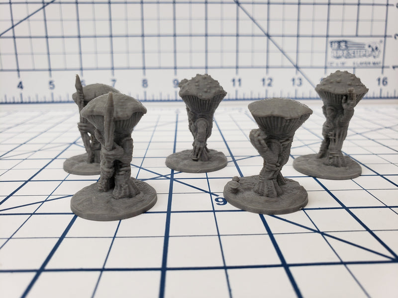 Set of 5 - Mushroomfolk - DND - Pathfinder - RPG - Dungeon & Dragons - Miniature - Mini - 28 mm / 1" - Fat Dragon Games