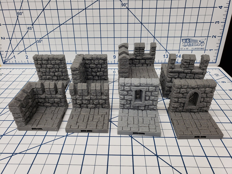 Castle Style - Walls - DragonLock - DND - Pathfinder - RPG - Dungeon & Dragons - 28 mm / 1" - Terrain - Fat Dragon Games