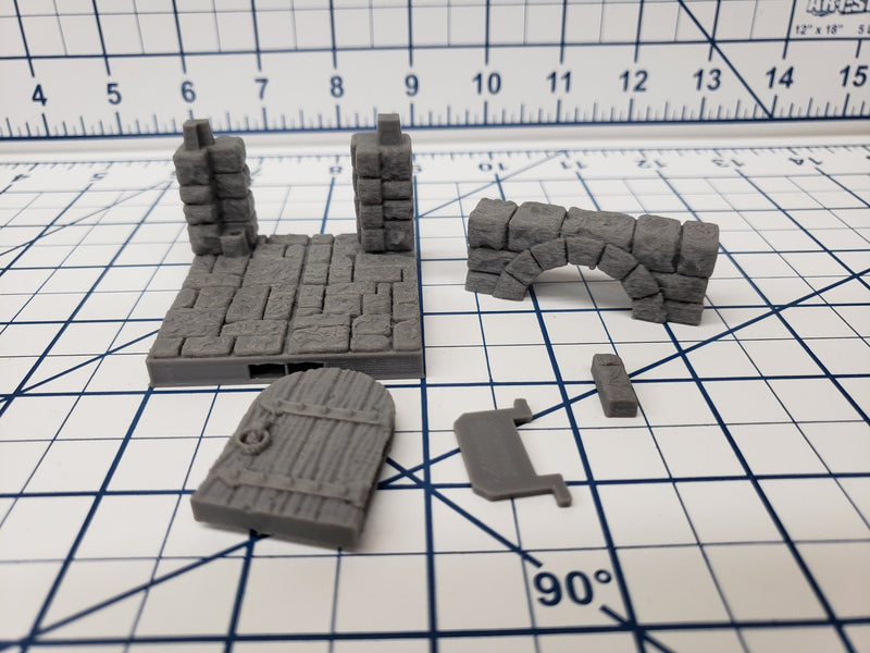 Castle Style - Door Tile - DragonLock - DND - Pathfinder - RPG - Dungeon & Dragons - 28 mm / 1" - Terrain - Fat Dragon Games