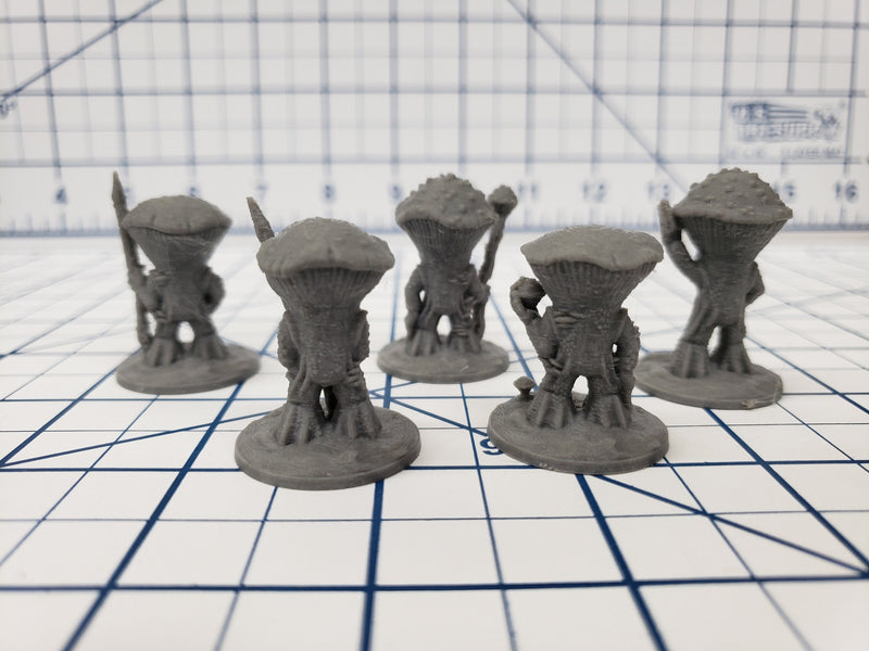 Set of 5 - Mushroomfolk - DND - Pathfinder - RPG - Dungeon & Dragons - Miniature - Mini - 28 mm / 1" - Fat Dragon Games