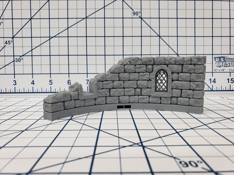 Castle Style - Round Tower Walls - DragonLock - DND - Pathfinder - RPG - Dungeon & Dragons - 28 mm / 1" - Terrain - Fat Dragon Games