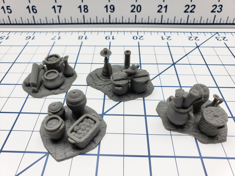 Empire of Scorching Sands - Set of 4 Bazaar Scatter Items - DND - Dungeons & Dragons - RPG - Tabletop - EC3D - Miniature - 28 mm