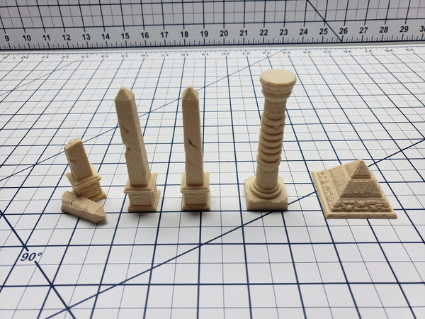 Empire of Scorching Sands - Obelisks and Column Scatter - DND - Dungeons & Dragons - RPG - Tabletop - EC3D - Miniature - 28 mm