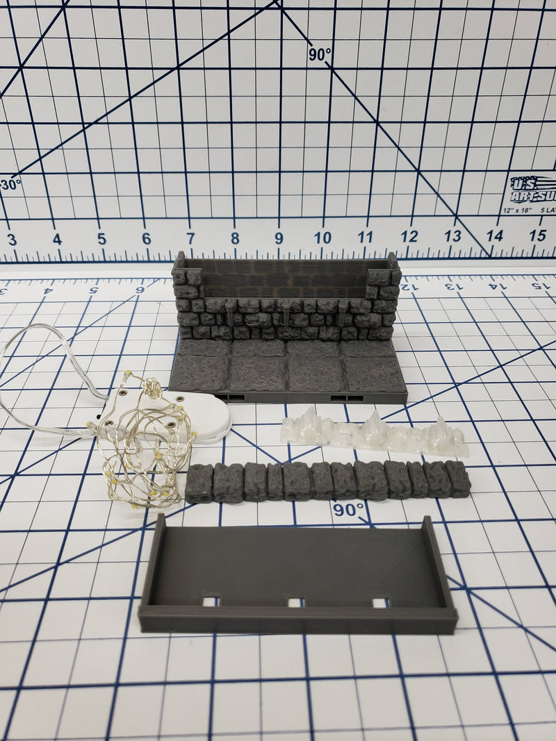 Castle Style - LED Torch Wall Tiles - DragonLock - DND - Pathfinder - RPG - Dungeon & Dragons - 28 mm / 1" - Terrain - Fat Dragon Games