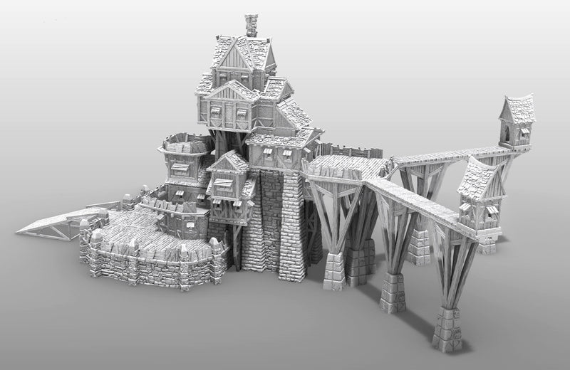 Guild Tower Pavilion Add On - DND - Pathfinder - Dungeons & Dragons - RPG - Tabletop - Terrain - 28 mm / 1" -  - Gamescape3d