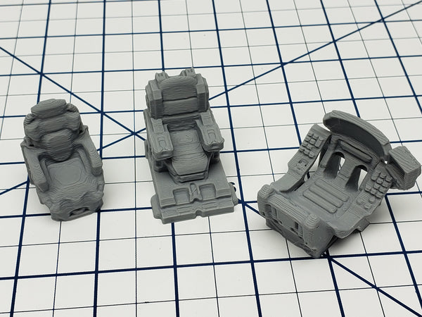 Starship Chairs - Set of 3 - Ignis Quadrant - Starfinder - Cyberpunk - Science Fiction - Syfy - RPG - Tabletop - EC3D - Scatter - Terrain
