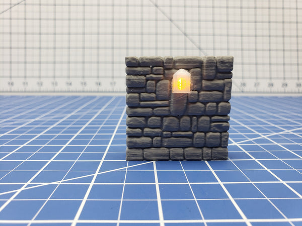 Stone Torch Wall - Dragonshire - Building - Fat Dragon Games - DND - Pathfinder - RPG - Terrain - 28 mm/ 1" - Dungeon & Dragons