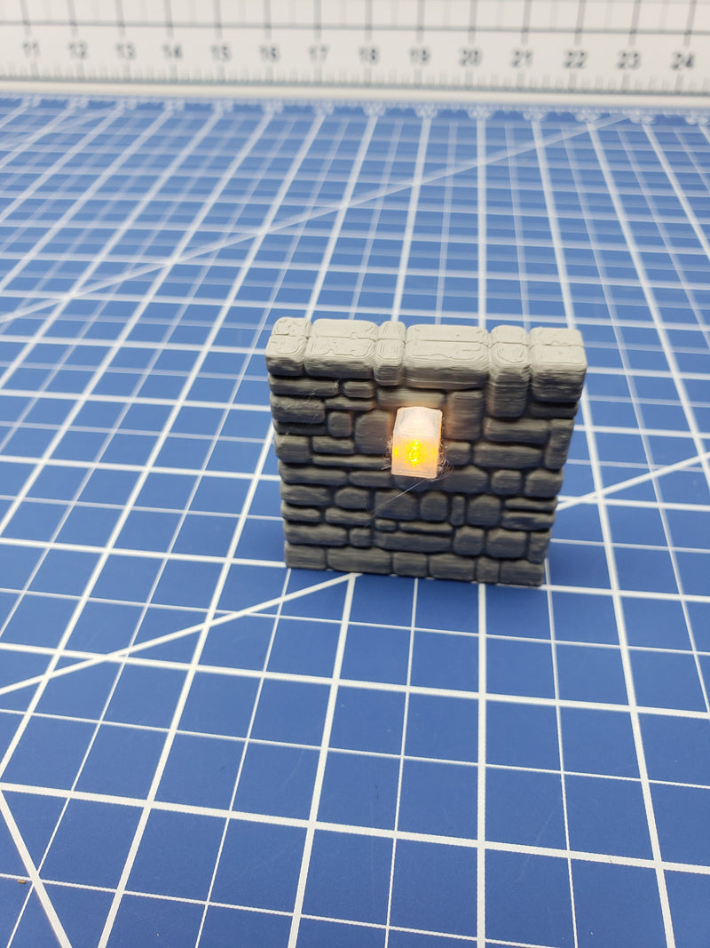 Stone Torch Wall - Dragonshire - Building - Fat Dragon Games - DND - Pathfinder - RPG - Terrain - 28 mm/ 1" - Dungeon & Dragons