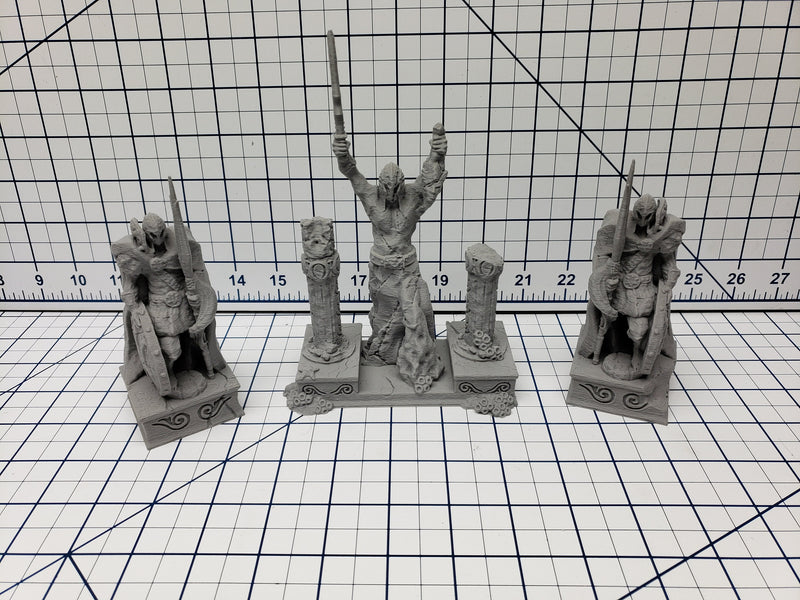 Warrior Altar and Statues - Atlantean Ruins - Savage Atoll - DND - Dungeons & Dragons - RPG - Tabletop - EC3D - Miniature - 28 mm - 1" scale