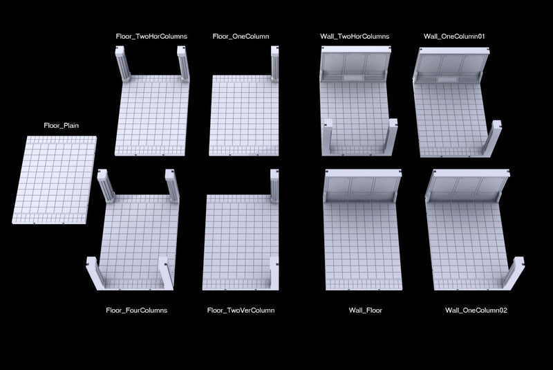 Long Room Floor Tiles - Atomic Shelter - Atom Punk - Starfinder - Cyberpunk - Science Fiction - Syfy - RPG - Tabletop - Scatter - 28mm