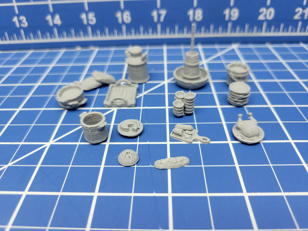 Kitchen Small Item Set - Inn and Tavern Accessories - Hero's Hoard - EC3D - DND - RPG - Pathfinder - 28 mm / 1" scale