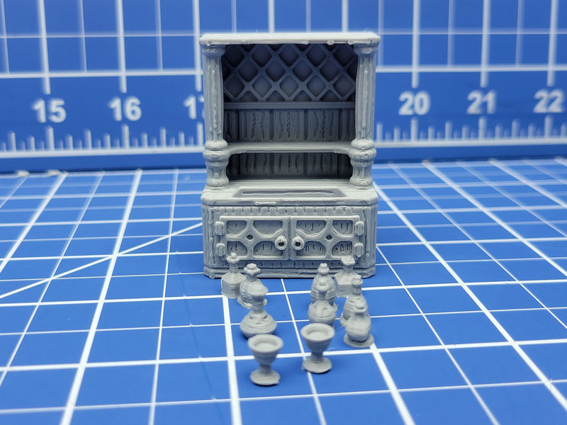 Liquor Shelf/Cabinet Set - Inn and Tavern Accessories - Hero's Hoard - EC3D - DND - RPG - Pathfinder - 28 mm / 1" scale