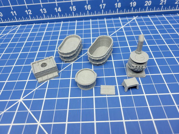 Bathroom Set - Inn and Tavern Accessories - Hero's Hoard - EC3D - DND - RPG - Pathfinder - 28 mm / 1" scale