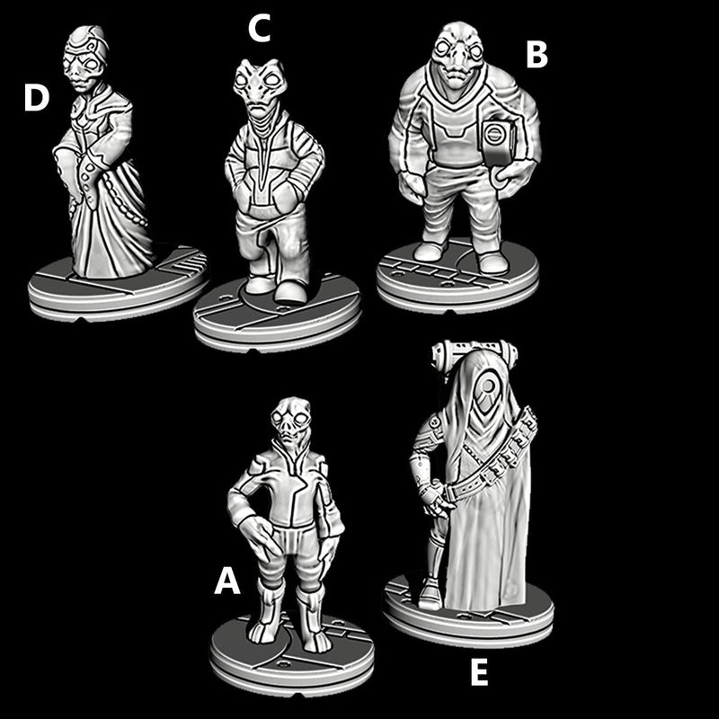 Alien Civilians - Novus Landing - Hero's Hoard - Starfinder - Cyberpunk - Science Fiction - Syfy - RPG - Tabletop - EC3D - Miniature