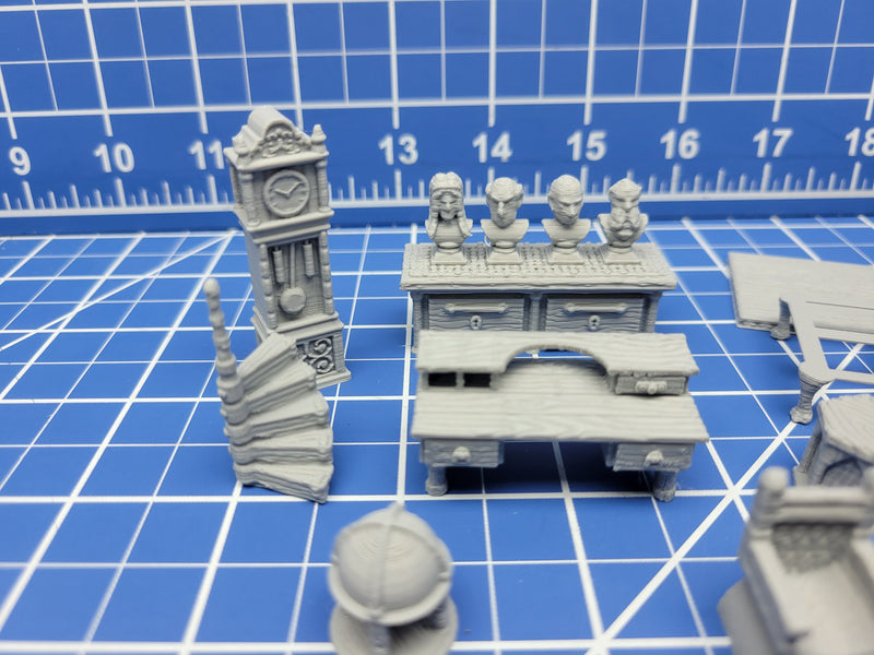 Library/Study Item Set - Library & Study Accessories - Hero's Hoard - EC3D - DND - RPG - Pathfinder - 28 mm / 1" scale