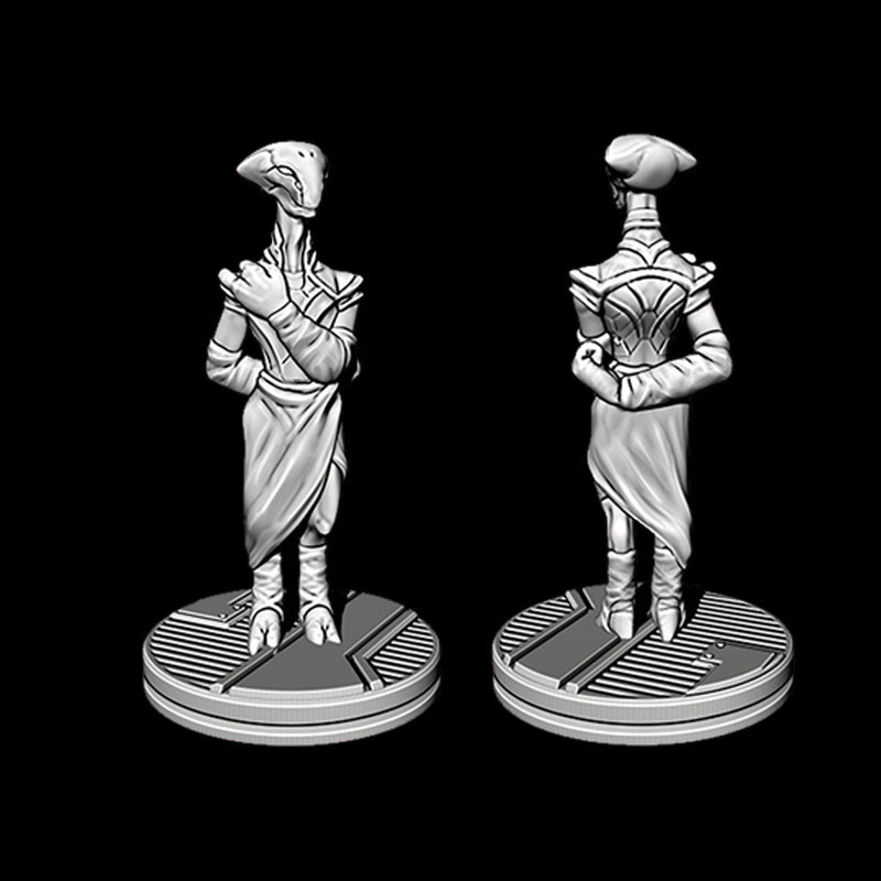 Oquiar Diplomat and Bodyguard - Novus Landing - Starfinder - Cyberpunk - Science Fiction - Syfy - RPG - Tabletop - Scatter- Terrain- 28mm/1"